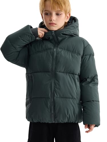 Happy Cherry Boys and Girls Long Sleeve Mid-Length Hooded Down Jacket Winter Coats Waterproof Hooded Puffer Outerwear