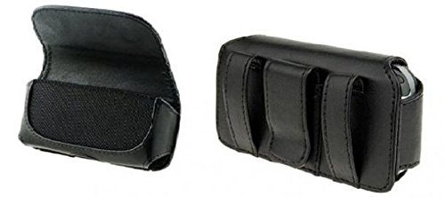 Black Leather Side Case Cover Protective Pouch Belt Holster Clip Compatible with AT&T Alcatel Cingular Flip 2 - Boost Mobile Alcatel Go Flip - Sprint Alcatel Go Flip