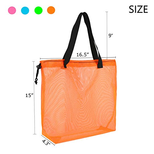 Image of 4Pieces Cute Mesh Pool Tote Bags,Mesh Beach Bags With Drawsting For Swim,Travel,Party, Color1, One Size
