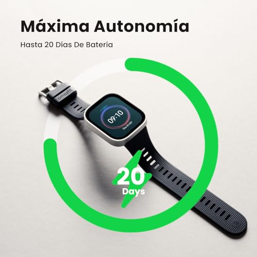 Amazfit Bip MAX 50 mm Smartwatch Reloj Inteligente, Pantalla AMOLED 2,07", hasta 20 Días, GPS & Mapas, 4 GB Almacenamiento, Entrenamiento Híbrido, 150+ Deportes, Modo HYROX, para Android y iPhone - Imagen 4