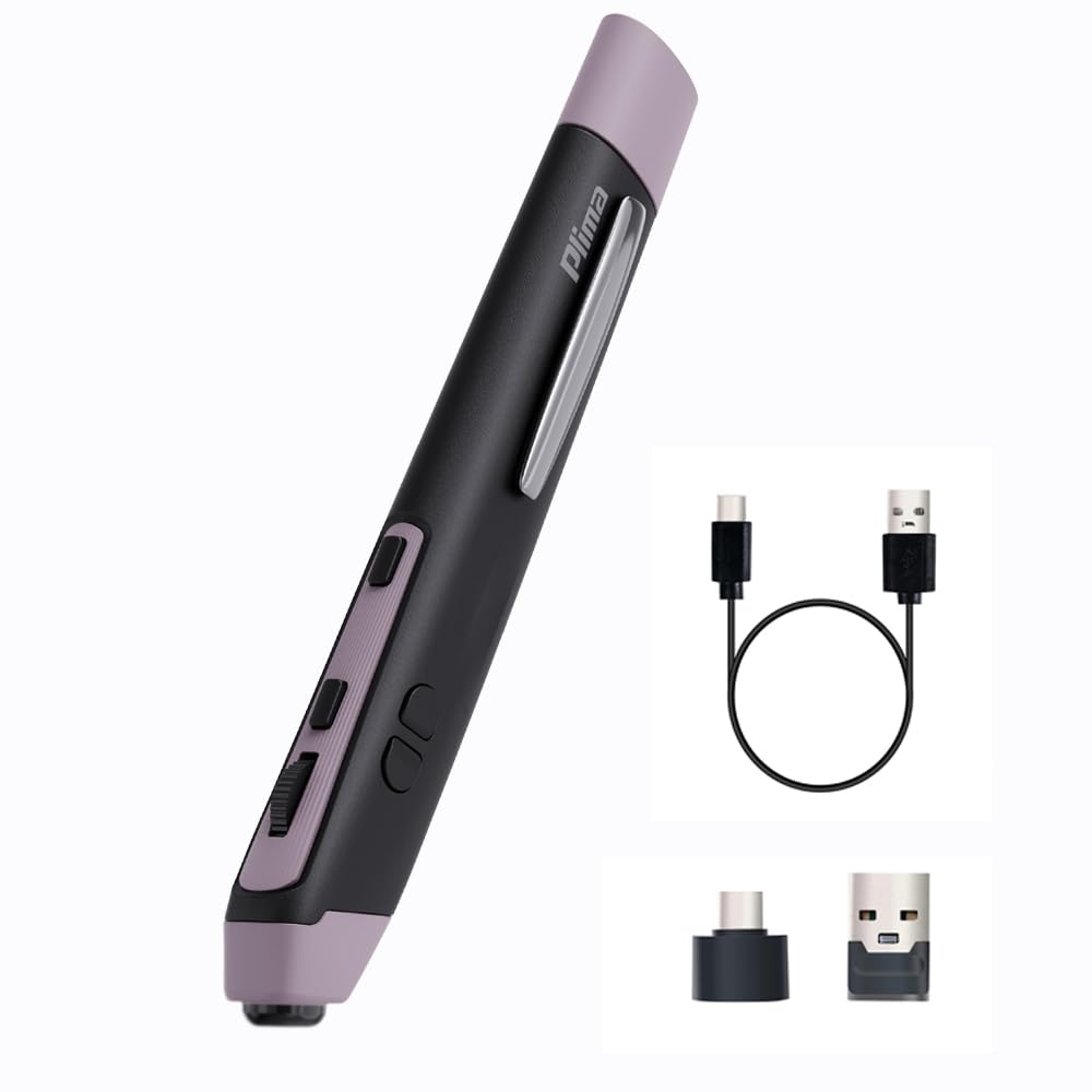 Plima Patent, Intuitive Pen-tip Press-Down Function Equivalent to The Left Mouse Button,Pocket Ergonomic Dual Mode 2.4+BT Pen Mouse 2.0 Vertical Mice, Support Windows, Android,Linux, Mac OS(Purple)