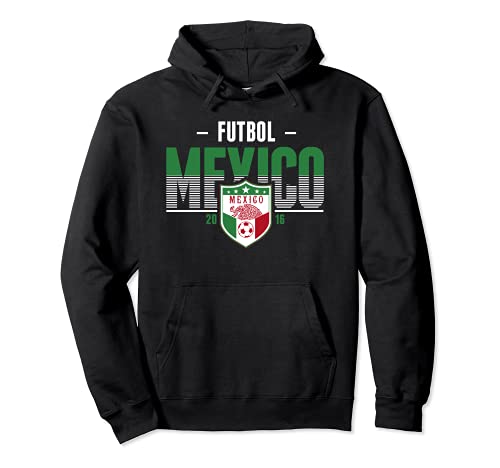 Mexico Striped Text 2016 Football Pullover Hoodie, Black