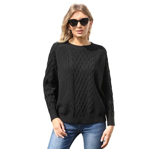 Pullover Sweater for Women's Elegant Crew Neck Long Sleeves Fall Winter Knit Sweater Outfits