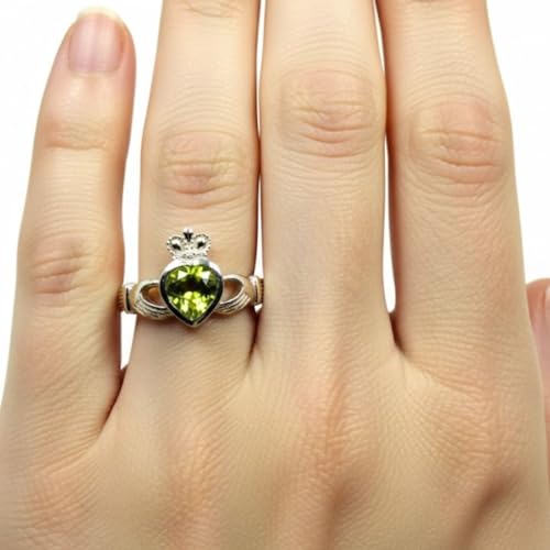 Image of Choose Your Color Natural Gemstone Irish Claddagh Silver Ring Friendship Love 55 Carat Brand Size 5 to 12