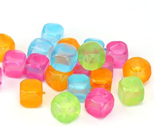 SHENGQIPC Reusable Ice Cube, Fake Plastic Refreezable Silicone Ice Cubes for Drinks, Wine Non Melting Cooling Artificial Ice Cubes for Coolers, Pack of 70, Colorful