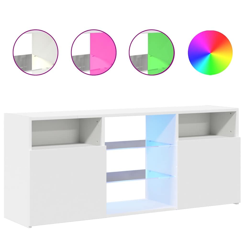 Solivagant Meuble TV avec lumières LED Blanc 120x30x50 cm,(24.88 KG)