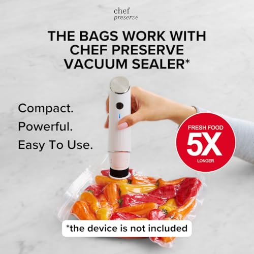 Chef Preserve Reusable Vacuum Sealer Bags for Food – 60 BPA-Free Food Storage Bags, Freezer, Microwave – Odor-Resistant, Leak-Proof – Compatible with Chef Preserve Vacuum Sealers - Thumbnail 4