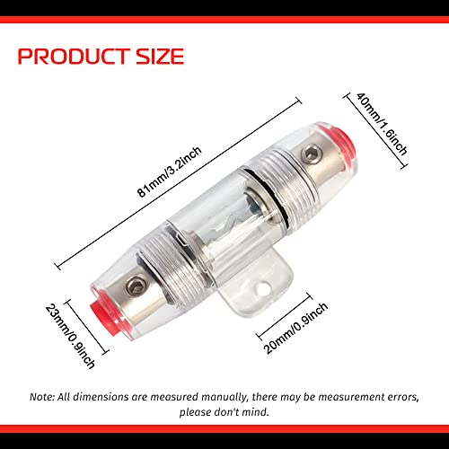 Apeixoto 100A Agu Fuse Holder With 1Ft 8 Gauge Awg Wire 99.9% Oxygen-Free Copper And O-Ring Copper Terminal For Car Audio Protection 100A #TOP5