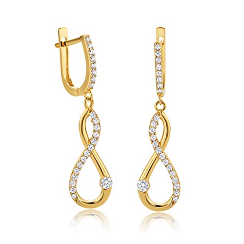 9 Karat 375 Unendlichkeit mit Zirkonia Steinen Italienisch Ohrschmuck Gelbgold Cover