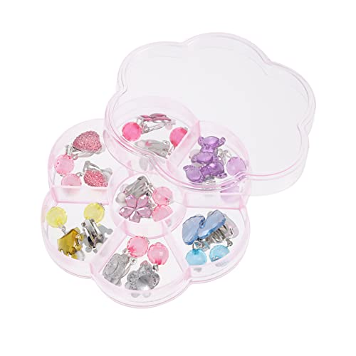 Alasum 1 Box Children's Ear Clip Glitter Earrings Girls' Accessories Princess Jewelry for Girls Little Girls Earring Jewelry Clip Earrings Girls Flower Earring Toy Lovely Jewelry for Kids