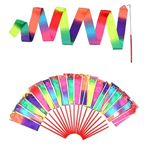 20 Pack Ribbon Wands Party Favors For Kids, Rainbow Decorations, Unicorn Birthday Party Supplies, Mermaid Princess Goodie Bag Stuffers, Gymnastics Dance Streamers, Girls Goody Gifts (Rainbow) #TOP6
