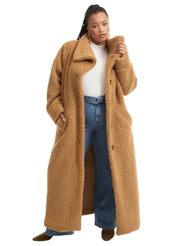 Women's Plus Size Maxi Teddy Fleece Coat