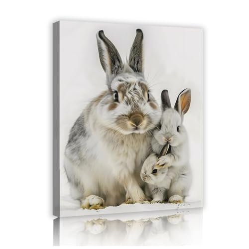 Peinture lapin mignon toile murale de 45x58cm avec cadre intérieur pour chambre enfant