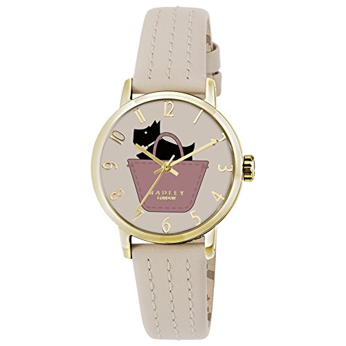 RADLEY Border Watch with Cream Leather Strap Gold Casing Analogue Display Leather Watch for Women