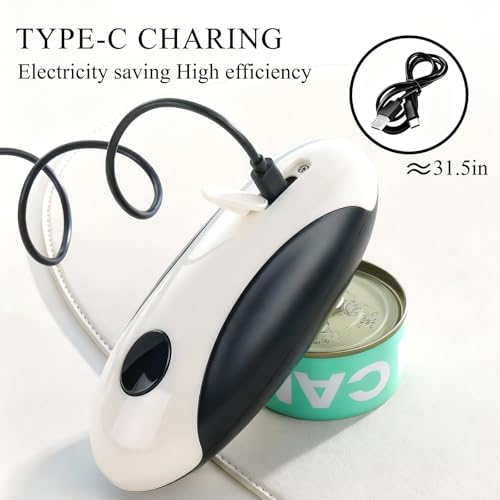 Rechargeable Electric Can Opener for Elderly & Arthritis - Automatic One-Touch Operation with Smooth Edge Cutting, Lid Remover, Food-Safe Stainless Steel Blade, Easy Hands-Free Use, Black - Image 7