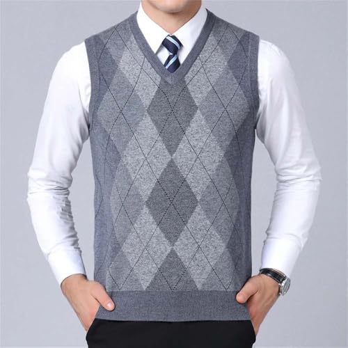 Men's V-Neck Argyle Knit Vest Casual Fashion Plaid Sweater Sleeveless Pullover Top4