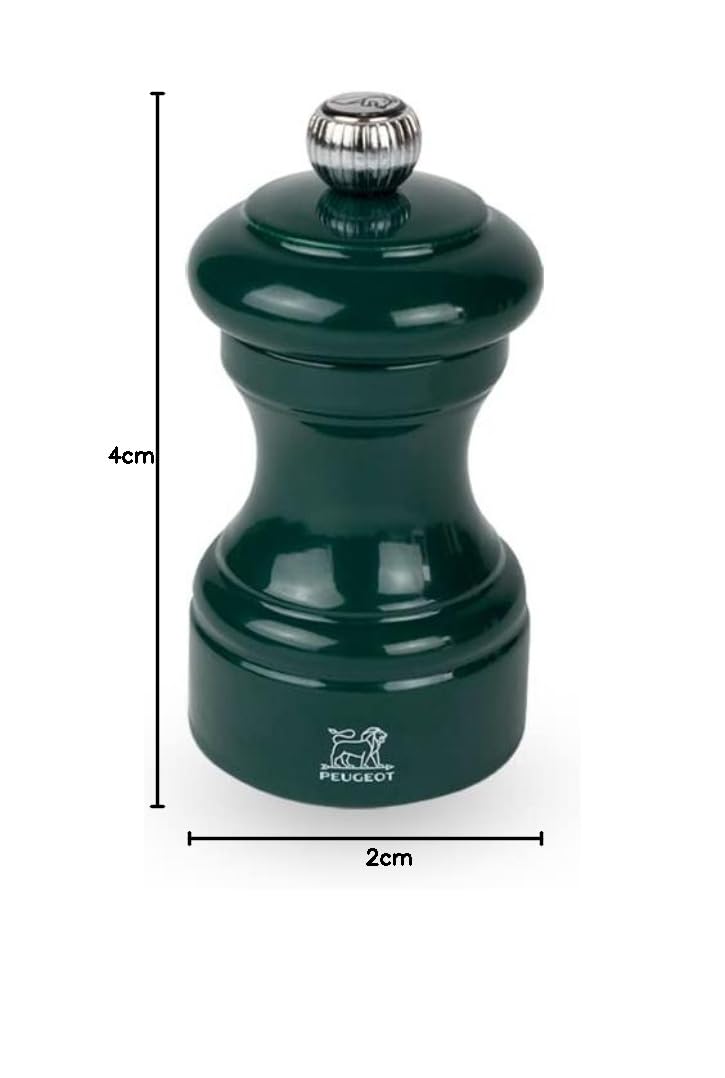 PEUGEOT - Macinapepe Bistro 10 cm - Classica regolazione della macinatura - In legno con sigillo PEFC - Laccato verde bosco