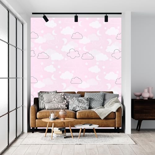 Image of FOKRIM Pink Cloud Wallpaper for Wall Sticker Home,Office 45x300cm Peel and Stick Hexagon Removable Self Adhesive Waterproof