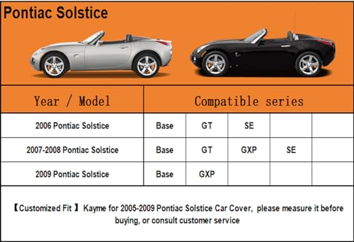 Image of Kayme 6 Layers Car Cover Custom Fit for Pontiac Solstice (2005-2009) Waterproof All Weather for Automobiles, Outdoor Full Cover Rain Sun UV Protection.Silver