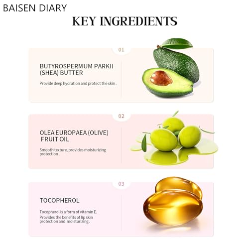 Image of BAISEN DIARY Summer Special Lip Butter Balm - Ultra-Hydrating, Nourishing Lip Care with Natural Ingredients, Shea Butter & Olive Butter, Soothes & Softens Dry Lips (#1 Vanilla, 0.5 Fl Oz (Pack of 1))