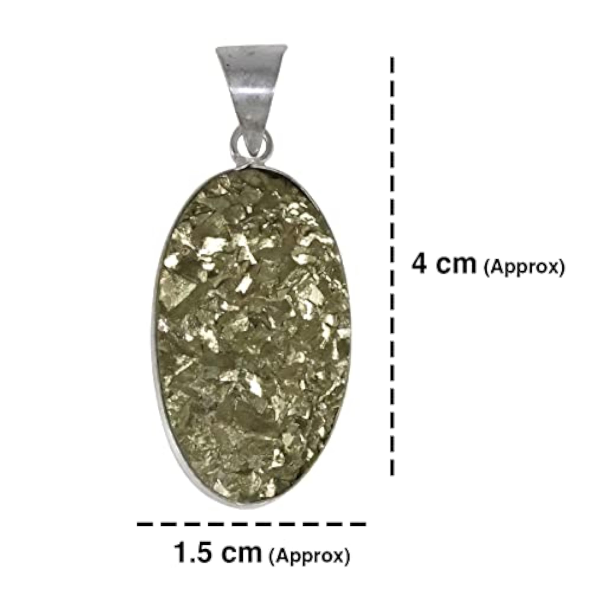 Natural Certified Rough Stone Pyrite Oval Pendant with Chain