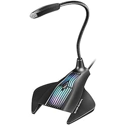 Microfono Para Netbook Mars Gaming MMIC, Micrófono Gaming USB RGB, Plug & Play, Mute, Flexible, Negro