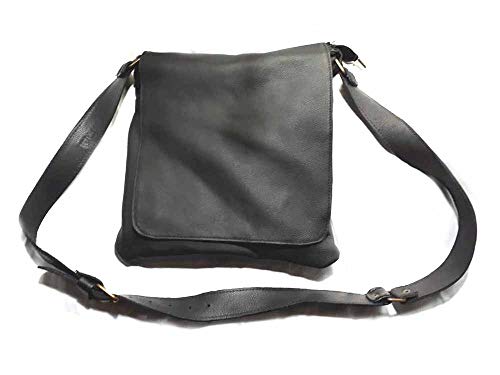 Sac en cuir noir fabriqué en Italie pour homme avec bandoulière réglable