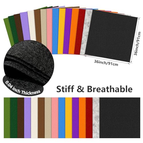 Image of Felt Fabric 36'' X 36'' Large Felt Sheets Stiff Craft Felt by The Yard for DIY Crafts Letter Coaster Flower Ornament Sewing Party Decoration Christmas Supplies Nonwoven (Black)