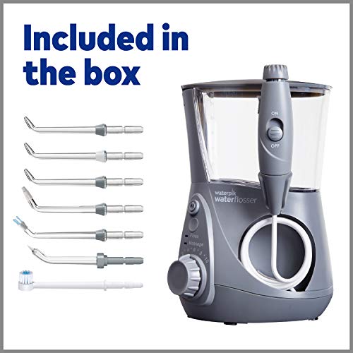 Waterpik Aquarius Water Flosser Professional For Teeth, Gums, Braces, Dental Care, Electric Power With 10 Settings, 7 Tips For Multiple Users And Needs, ADA Accepted, Gray WP-667 - Image 6