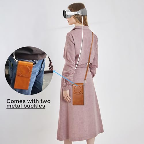 Bolsa de bateria para Apple Vision Pro, bolsa transversal pequena de couro para bateria Vision Pro e