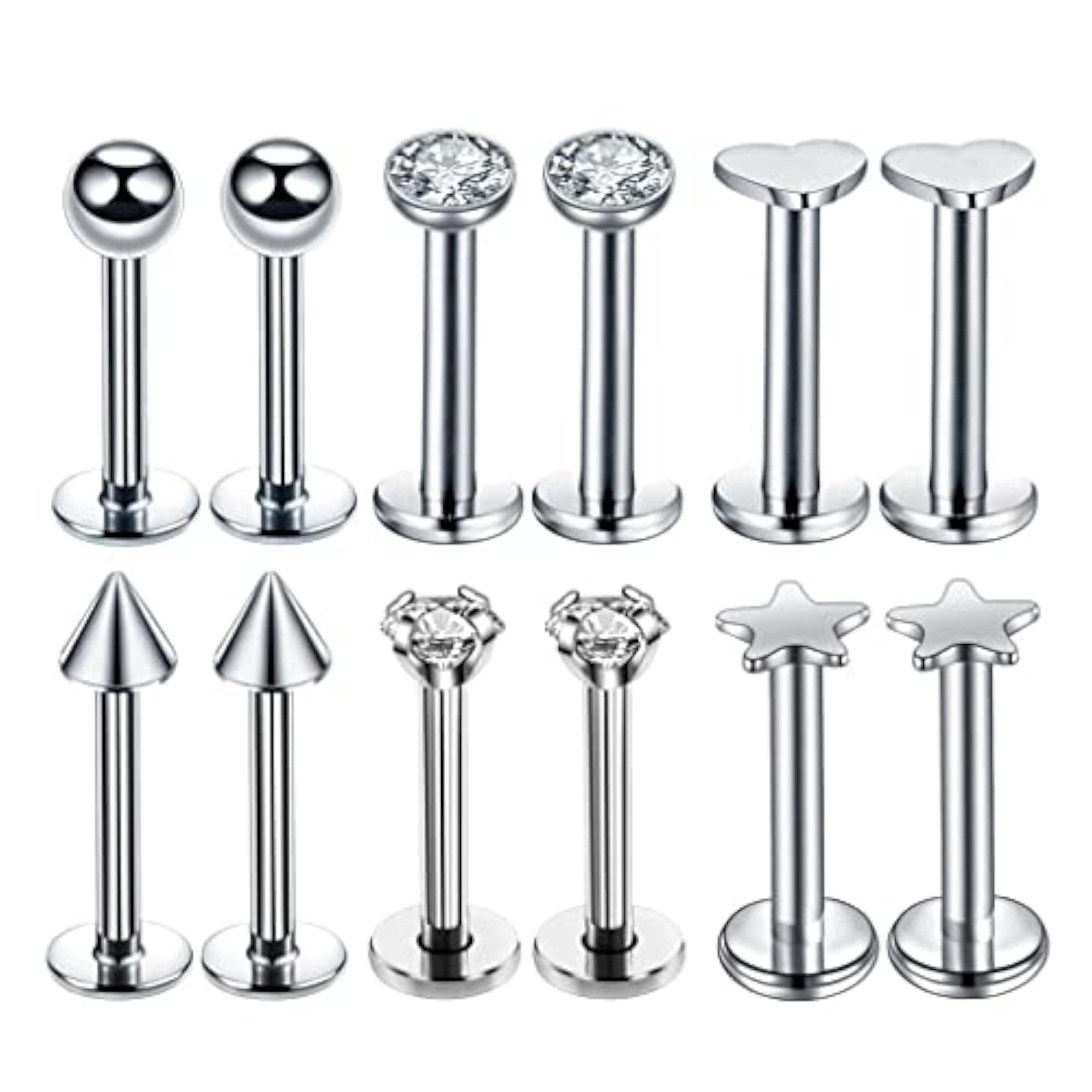 16G Steel Lip Bar Labret Lip Rings Tragus Stud