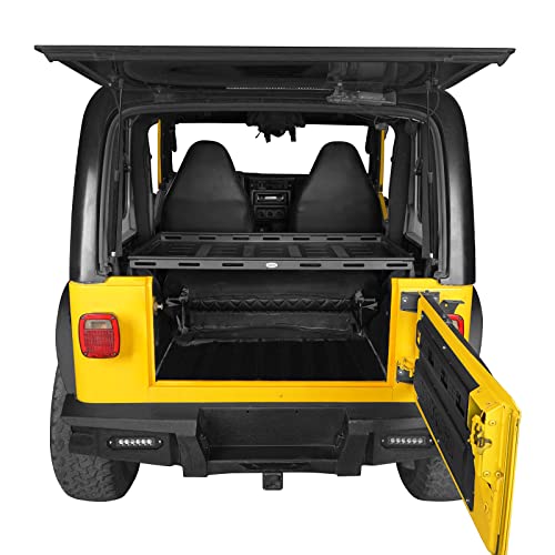 U-Box Wrangler Interior Cargo Carrier Basket Trunk Luggage Management Storage Compatible With Jeep Wrangler Tj 1997-2006 Texture Black W/Elastic Rope Net #TOP4