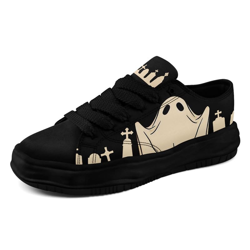 Halloween Pumpkin Ghost Canvas Shoes Fashion Unisex Sneaker Gift for Her Him Festival Running Walking Casual Shoes