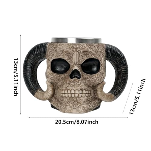Tasse à café en forme de tête de mort grande capacité double face en résine - 5