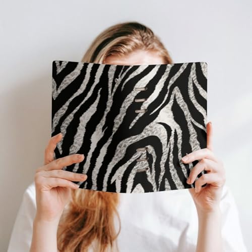 Cuaderno A5 de cebra con 6 anillas de piel sintética recargable para diario 6