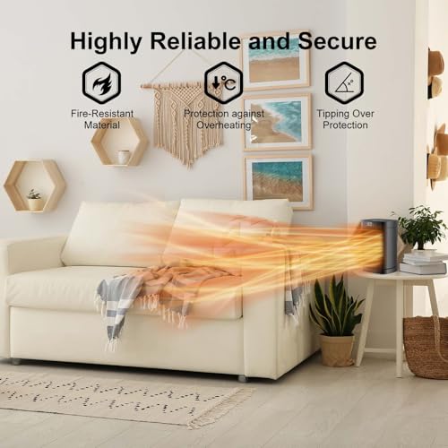 Space Heater for Indoor Use - QOWETU 1500W Electric Heaters with Thermostat, 70° Oscillation, 5 Modes, Remote, 12H Timer, Quiet Portable Heater for Office, Bedroom, Large Room - Image 6