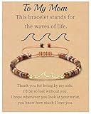 Sistble Regalos inspiradores para mujeres, pulsera de ondas, regalos de aliento, pulseras de cuentas de piedra natural, Life Is Tough Cheer Up Spiritual Thoughtful Get Weel, regalos de cumpleaños, día