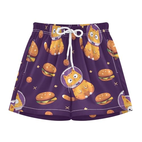 Bolaz Toddler Boys Swimwear Swim Trunks with Compression Liner 4T Astronaut Cat