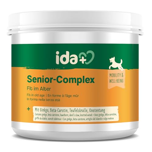 ida+ Senior Complex 350g – Mineralien, Vitamine & Teufelskralle Hund – Mit Bierhefe & Beta Carotin für Senioren Hunde - Superfood für Hunde - Nahrungsergänzungsmittel Hund - Hunde Vitamine Senior