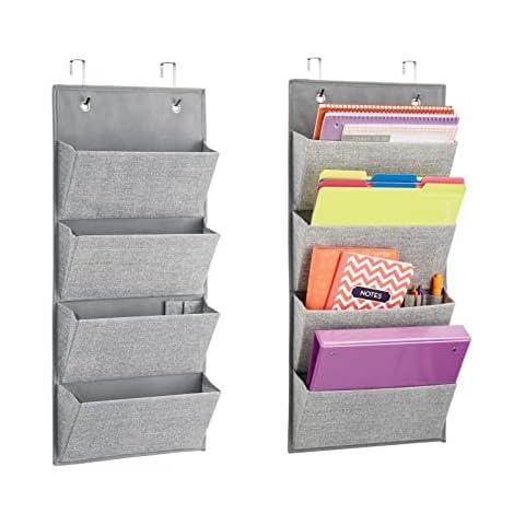 mDesign 2er-Set Hängeorganizer in Jute-Muster - große Schrank-Organizer aus atmungsaktivem Polypropylen - Stofftaschen zum Hängen über die Tür oder zur Wandmontage Cover