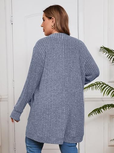 Image of BELAROI Women Plus Size Cardigan Sweater Fall Outfit | Open front long cardigan, lightweight sweater, versatile layering tops for fall winter, daily wear, outdoor, office clothes