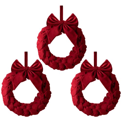 Soaoo 3 Christmas Velvet Wreaths 14' Christmas Wreaths for Front Door...