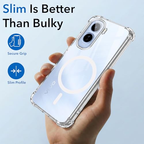 Image of Jkobi Shockproof Crystal-Clear Back Cover for Vivo T5 Pro 5G (Magsafe Wireless Support | Drop & Camera Protection | Hard Polycarbonate)