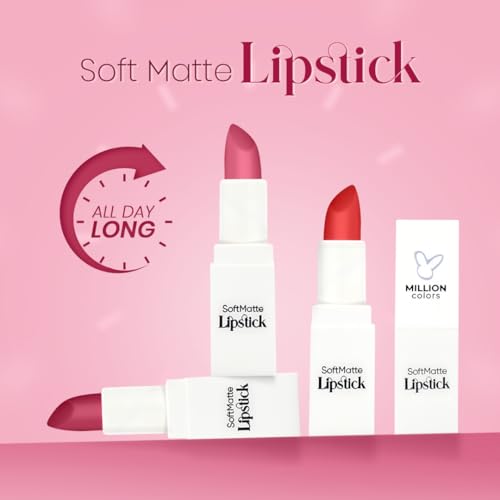 Image of Million Colors Creamy Matte Hydrating Lipstick| Infused With Almond Oil and Vitamin E| Long Lasting, Nourishing and Intense Hydration (Caramel,12)
