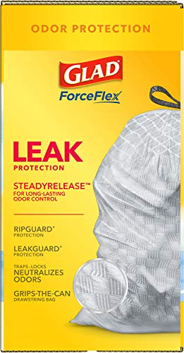 Glad ForceFlex Tall Kitchen Drawstring Trash Bags – 13 Gallon Trash Bag, Fresh Clean scent with Febreze Freshness – 110 Count (Package May Vary)