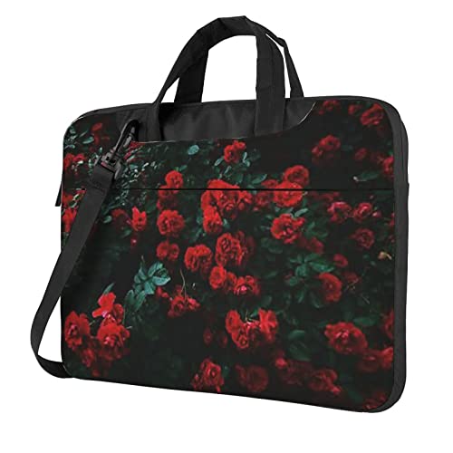 Sac ordinateur portable fin avec bandoulière imprimé rose noir et rouge