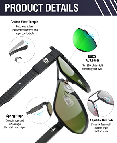 Image of DUCO Aviator Sunglasses for Men Women Carbon Fiber Polarized Sunglasses Men UV Protection for Driving Golf Fishing 3051