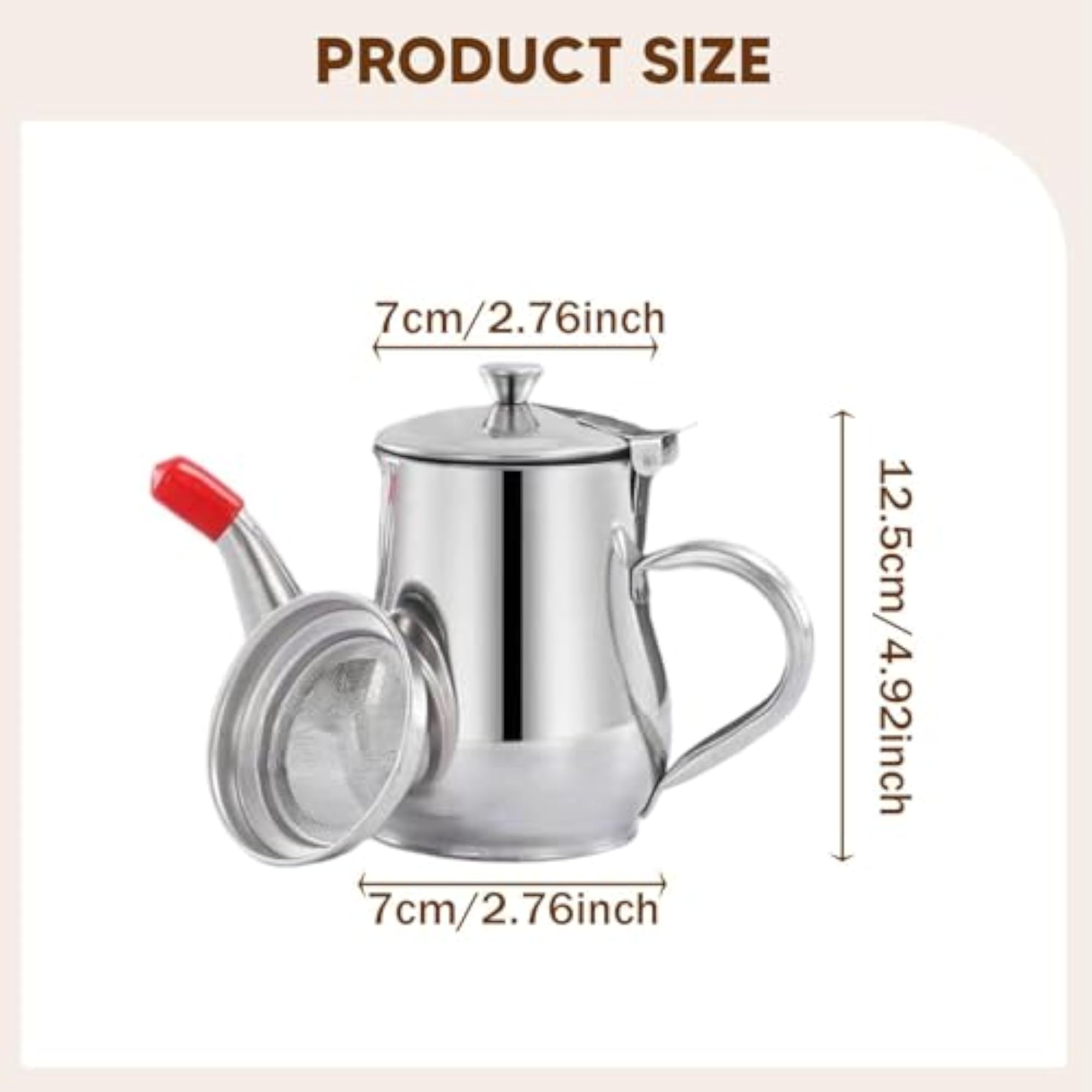 Oil Pot Kitchen Storage Strainer Container, 18oz