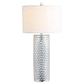 JONATHAN Y JYL1013A Isabella 30" Glass LED Table Lamp Contemporary Transitional Modern Glam Bedside Desk Nightstand Lamp for Bedroom Living Room Office College Bookcase LED Bulb Included, Silver