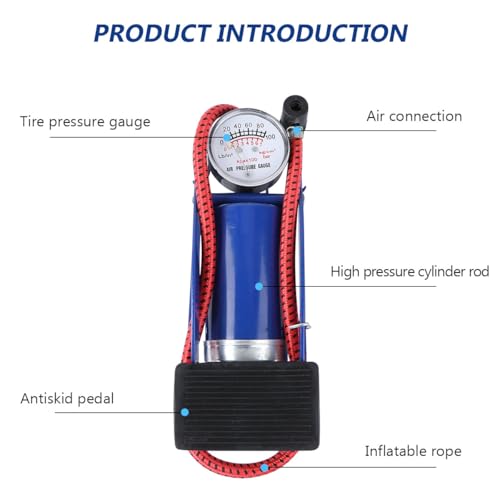 Bomba de piso para neumaticos Abaodam azul mini con manometro 4